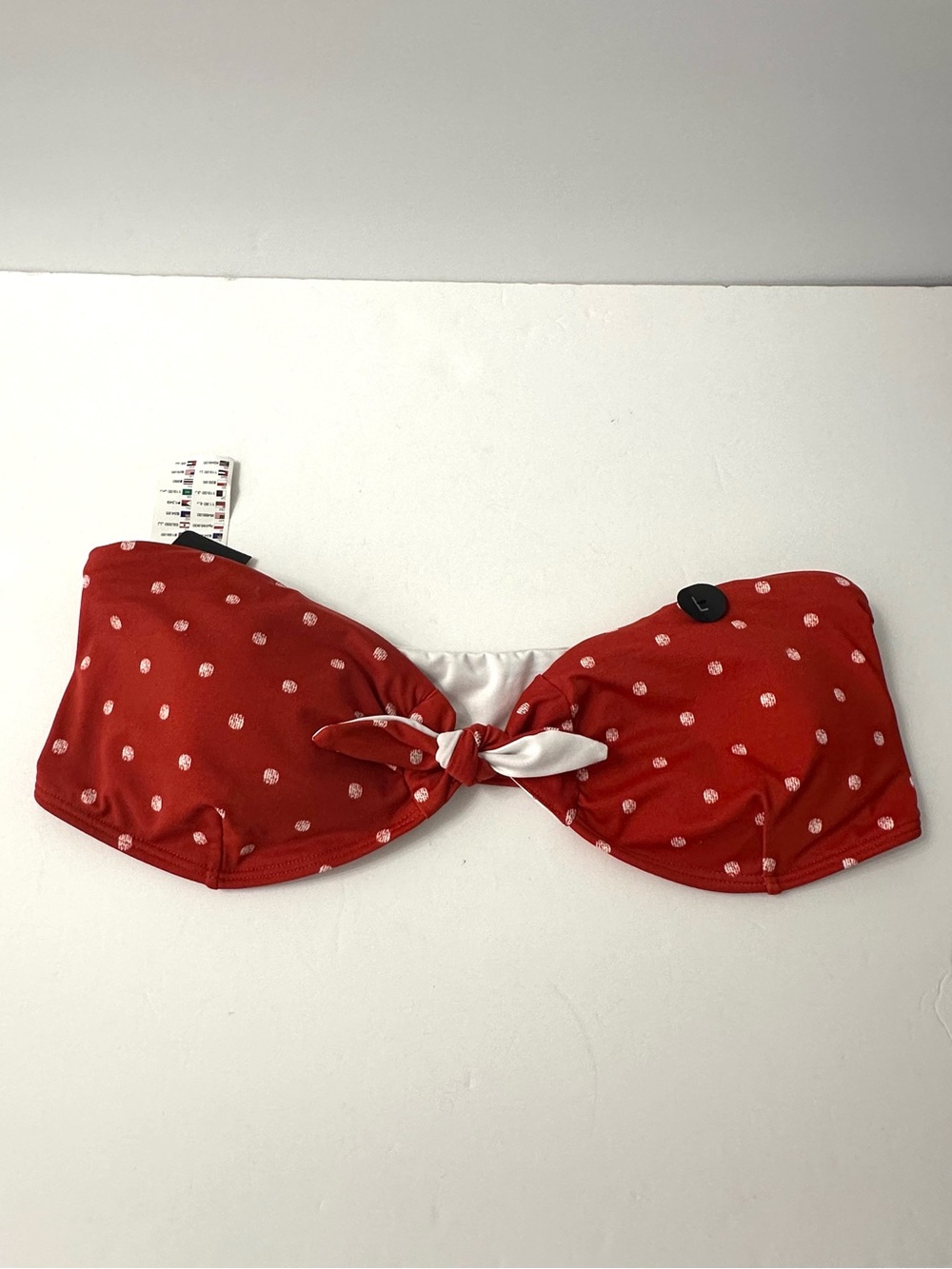Cotton On Body Bikini Top Sz Large Strapless Red Polka Dot Vacation Resort Beach